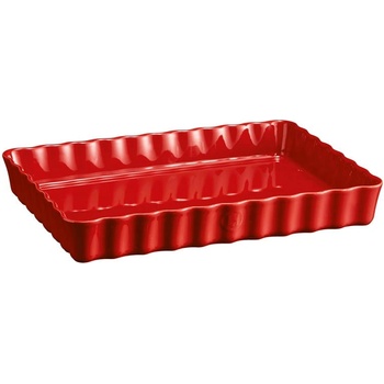 Emile Henry 34 х 24 см червена керамична дълбока форма за тарт emile henry