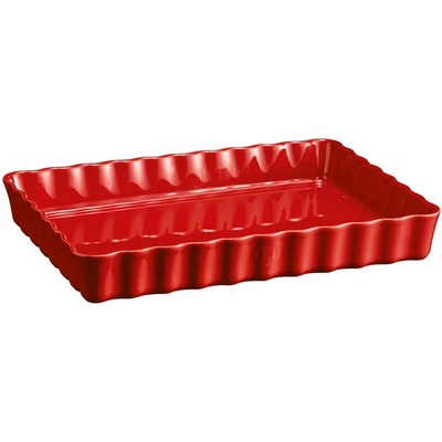 Emile Henry 34 х 24 см червена керамична дълбока форма за тарт emile henry