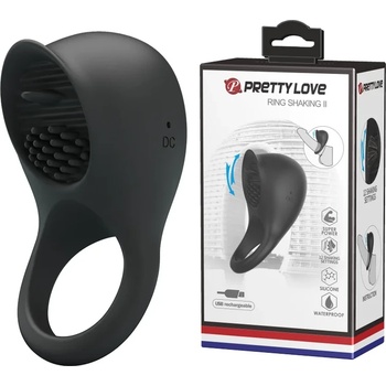 Вибриращ пенис пръстен, облизващ - Pretty Love Tongue Black (D-237575)