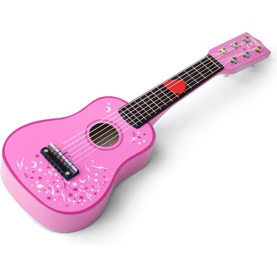 Bigjigs Toys Дървена музикална играчка Bigjigs - Розова китара (T0057)