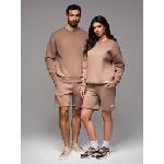 Ombre Clothing UNISEX спортен екип суитшърт + шорти - кафяв V16 Z108 Ombre Clothing Ombre Clothing | Kafyav | МЪЖЕ | M/L