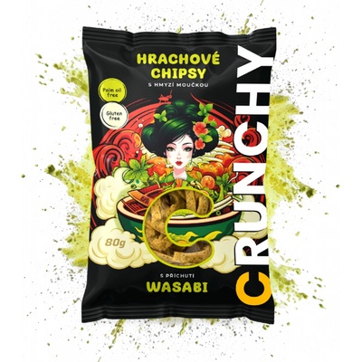 Crunchy hrachové chipsy s hmyzí moučkou WASABI 80 g
