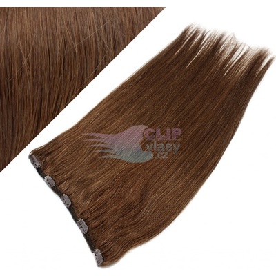 Clip in rychlopás 60cm 100% lidské vlasy - středně hnědá #6