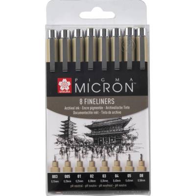 Technické linery SAKURA Pigma Micron, 8 ks