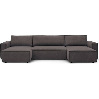 Bobochic Кафяво-сив сгъваем ъглов диван от рипсено кадифе (U форма) Nihad - Bobochic Paris (102682)