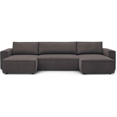 Bobochic Кафяво-сив сгъваем ъглов диван от рипсено кадифе (U форма) Nihad - Bobochic Paris (102682)