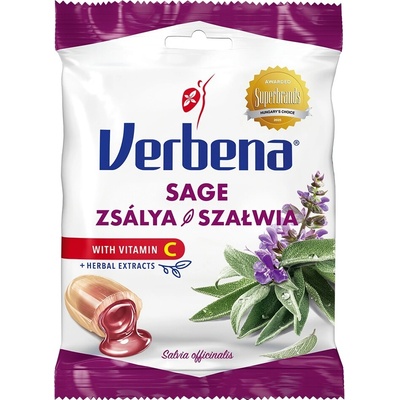 Verbena Plnené bylinné cukríky šalvia s medom a vitamínom C 60 g
