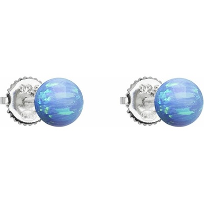 Pavona stříbrné pecky se syntetickým opálem světle modré kulaté 11246.3 Lt. Blue s. Opal