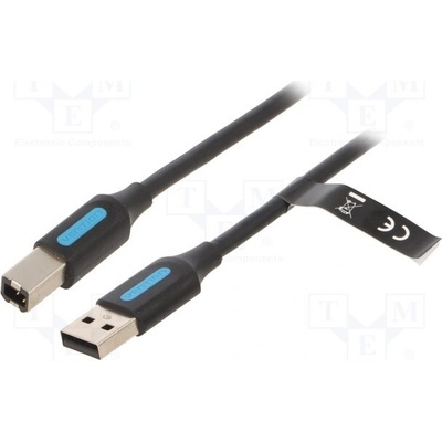 Vention COQBI USB 2.0, USB A vidlice, USB B, vidlice, niklovaný, 3m, černý