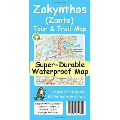 Zakynthos Zante Tour & Trail Super-Durable Map - Kostura Jan Sheet map