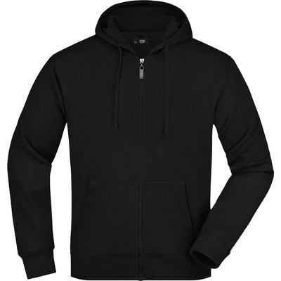 James & Nicholson pánska mikina na zips s kapucňou JN042 Čierna