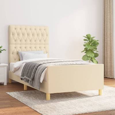 zahrada-XL 3125281 Rám postele bez matrace krémová textil