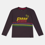 Farah Детска тениска Farah Unisex Kids Chest Graphic Long Sleeve T-Shirt - Oil