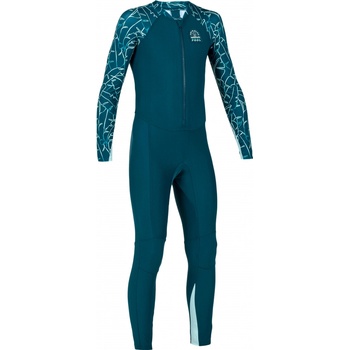 Nabaiji Chlapčenská plavecká kombinéza 100 s dlhými rukávmi a UV ochranou zelená tyrkysová