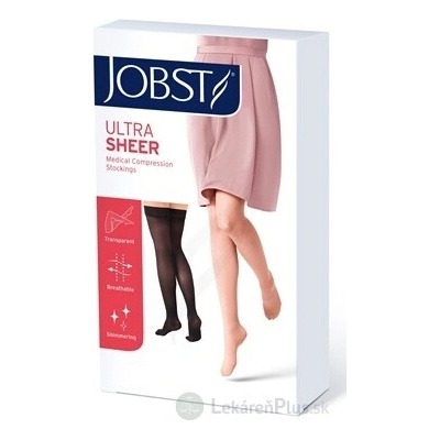 Jobst ULTRA SHEER kompresívne stehenné pančuchy bežná d. s lemom so zatvorenou špičkou čierne