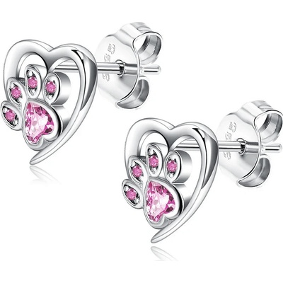 Elanis Jewel Stříbrné náušnice Tlapka s růžovými krystaly Swarovski® EJ00559