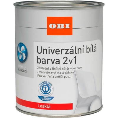 OBI 2v1 Univerzální bílá barva 0,75 l lesklá