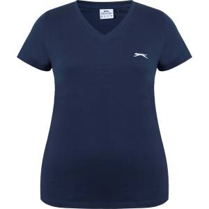 Slazenger Дамска тениска Slazenger Ladies V Neck Tee Shirt - Navy
