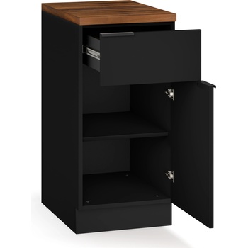 Blumfeldt WoodVista Шкаф за кухня | Здрава MDF работна повърхност | Soft-Close панти | Алуминиеви дръжки (JOY-WVD400BW) (JOY-WVD400BW)