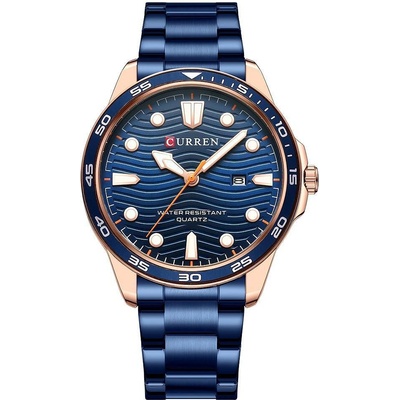 Curren Мъжки часовник Curren Arren, Неръждаема стомана, Син / Розово Злато (CURREN-8426-BLUE-ROSEGOLD)