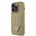 GUESS Rhinestones Triangle Metal Logo Case - силиконов (TPU) калъф за iPhone 14 Pro (златист)