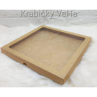 Krabička s průhledným okénkem přírodní 28x28x2 cm