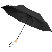 Birgit deštník skládací větruodolný z recyklovaného PET materiálu černý
