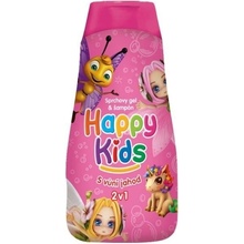 Happy Kids sprchovací gél a šampón s vôňou jahôd 2v1 300 ml