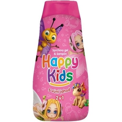 Happy Kids sprchovací gél a šampón s vôňou jahôd 2v1 300 ml
