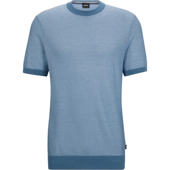 Boss Тениска Boss Men's Tantino Knitted T-Shirt - Light/Pstl Blue