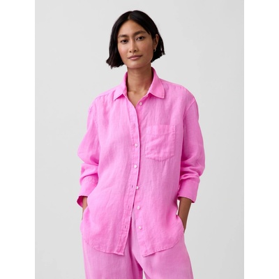 GAP ľanová oversize košeľa Ružová