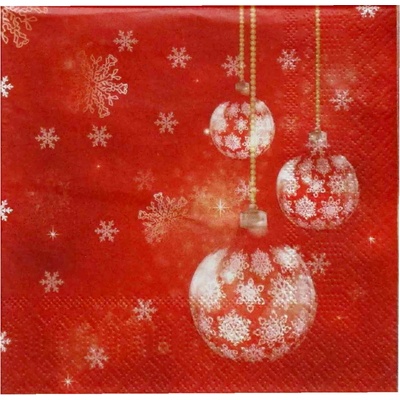 Toro Vianočné obrúsky s červenými guľami 33x33 cm 3V 1 kus