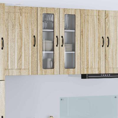 vidaXL Стенен стъклен шкаф LUCCA Дъб сонома 60 x 31 x 80 см (885087)