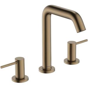 Hansgrohe Tecturis S - Смесител за умивалник с изпускателен клапан Push-Open, монтаж с 3 отвора, EcoSmart, матиран бронз 73330140 (73330140)