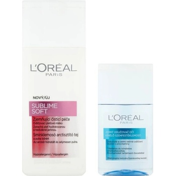 L'Oréal Paris Sublime Soft Zjemňující čistící péče odličovací pleťové mléko 200 ml + jemný odličovač očí 125 ml dárková sada