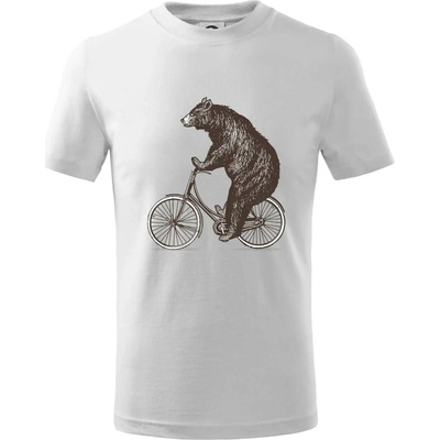 Medveď na bicykli tričko detské Biela