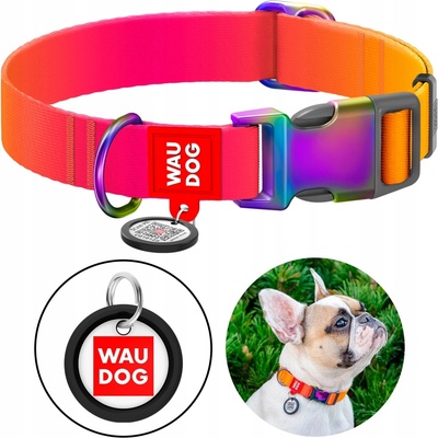 Waudog gradient nylon dog collar with QR code