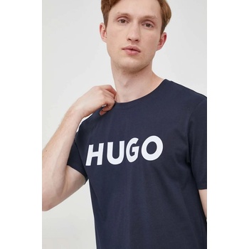 HUGO Памучна тениска hugo в тъмносиньо с принт 50467556 (50467556)