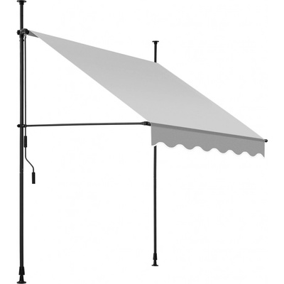 Tectake Upínací markýza s ruční klikou, výškově nastavitelná 150 x 180 cm, světle šedá