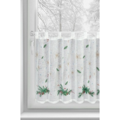 Takoy Vitrážová záclona 150x60 cm biela s potlačou ihličia-HF-473443 | 150 x 60 cm