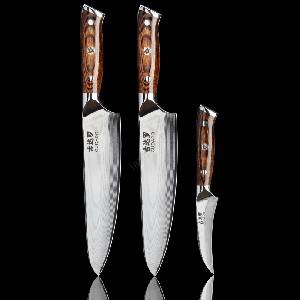 Gudaro - Комплект 2x Шефски нож FENG 8"+ 1x Кухненски нож за плодове FENG 3, 5 (GU0001B)