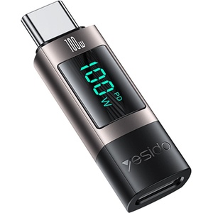 Yesido OTG адаптер - Yesido GS24 - Type-C → Type-C, дисплей на мощността, 100W, 5A - Сив