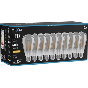 Mexen Vintis 10x LED филамент крушка E27, ST64, 8W, Топла - 2200K, 600 lm, опушена (L152-E27-0822-70x10)