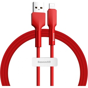 Baseus USB кабел за Apple устройства с Lightning порт (100 см) - Baseus Silica Gel Lightning USB Cable (CALGJ-09) (червен) (CALGJ-09)