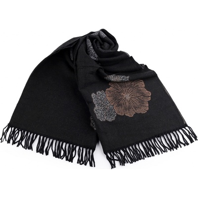 šátek šála typu kašmír s třásněmi květy 6 černá – Zbozi.Blesk.cz