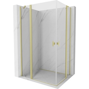 Mexen Mist Duo кабинен душ със сгъваема врата 105 x 85 см, прозрачна, матирано злато - 8A4-105-085-55-00 (8A4-105-085-55-00)
