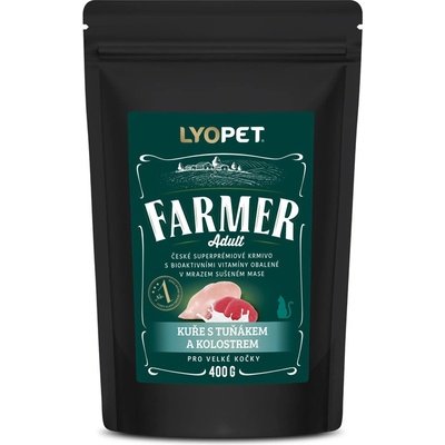 LYOPET Farmer Large Cat Kurča s tuniakom a kolostrom 0,4 kg