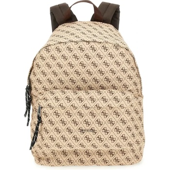Guess Спортна раница за момче в бежов цвят покрита с кафеви лога Guess