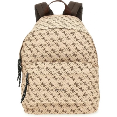 Guess Спортна раница за момче в бежов цвят покрита с кафеви лога Guess