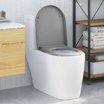 vidaXL Тоалетна седалка Сив 49 x 36 x 4 см Дуропласт (42002355)